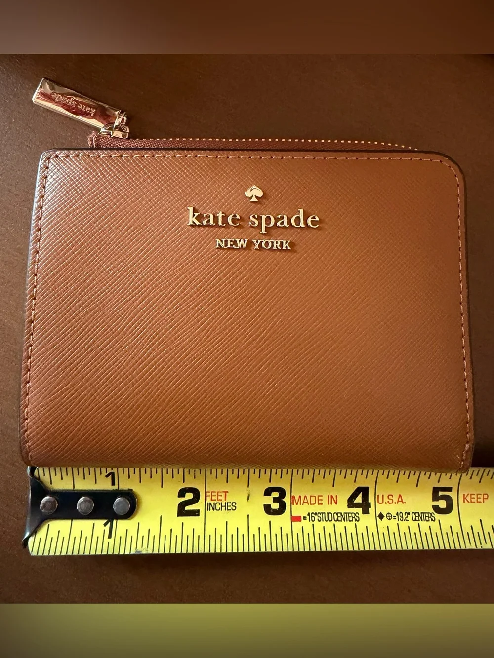 kate spade tan leather logo crossbody or wallet